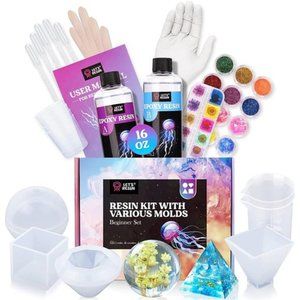 Resin Kits & Molds Complete Set,16OZ Resin Molds Silicone Kit Bundle with Sphere